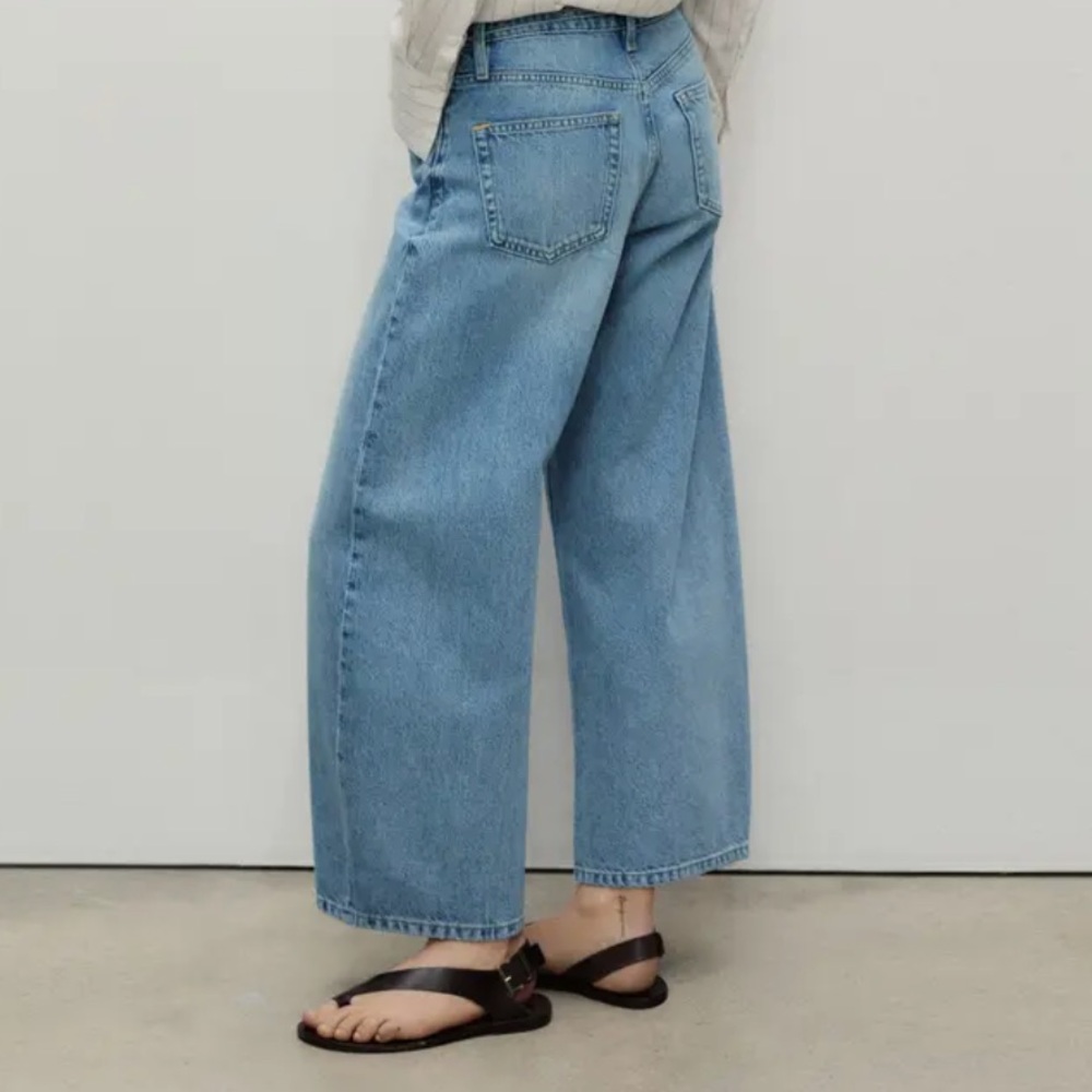 Mango Tie Waist Wide leg jeans Light Blue Denim with Zip Fly size 6 - Picture 10 of 12
